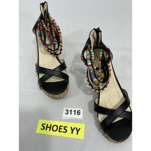 Womans Getmoxebeauty Us 5.5 Eu 36 Open Toe Neared Ankle Strap Zip Wedge Sandals